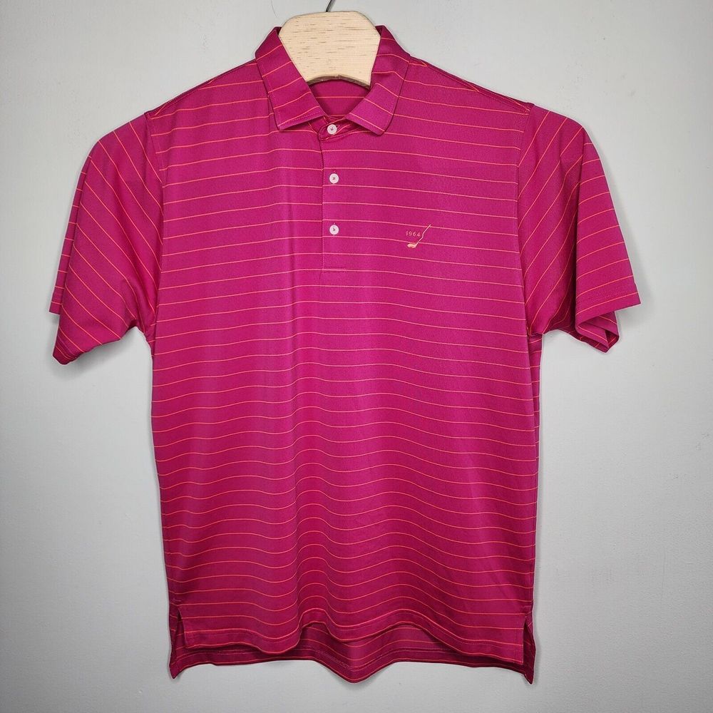 Fennec Golf Polo Men's L Large Pink Striped Performance Button Shirt - Picture 3 of 9